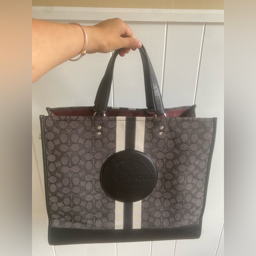 Coach Black and Gray Tote with Signature Pattern